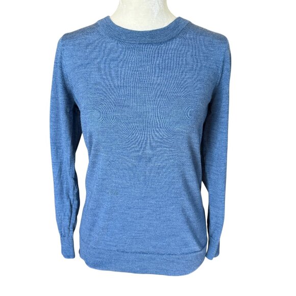J. Crew blue long sleeve soft stretchy pullover wool sweater women's size small - Picture 1 of 9